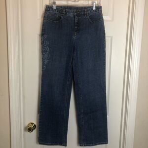 Talbots Petites Stretch Denim Jeans with Flower Design. Size 8